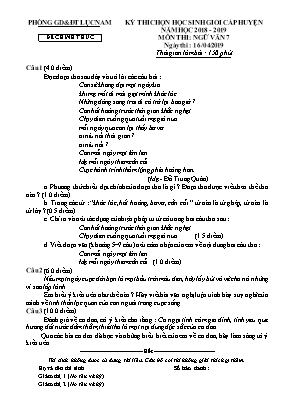 Đề thi chọn học sinh giỏi cấp huyện môn Ngữ văn Lớp 7 - Năm học 2018-2019 - Phòng GD và ĐT Lục Nam (Có đáp án)
